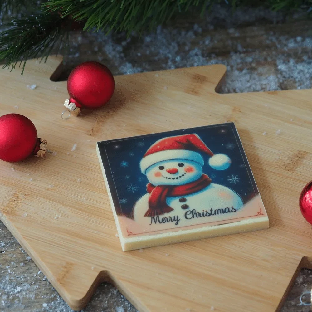 Chocolade Kerstkaart Sneeuwpop — foto 2