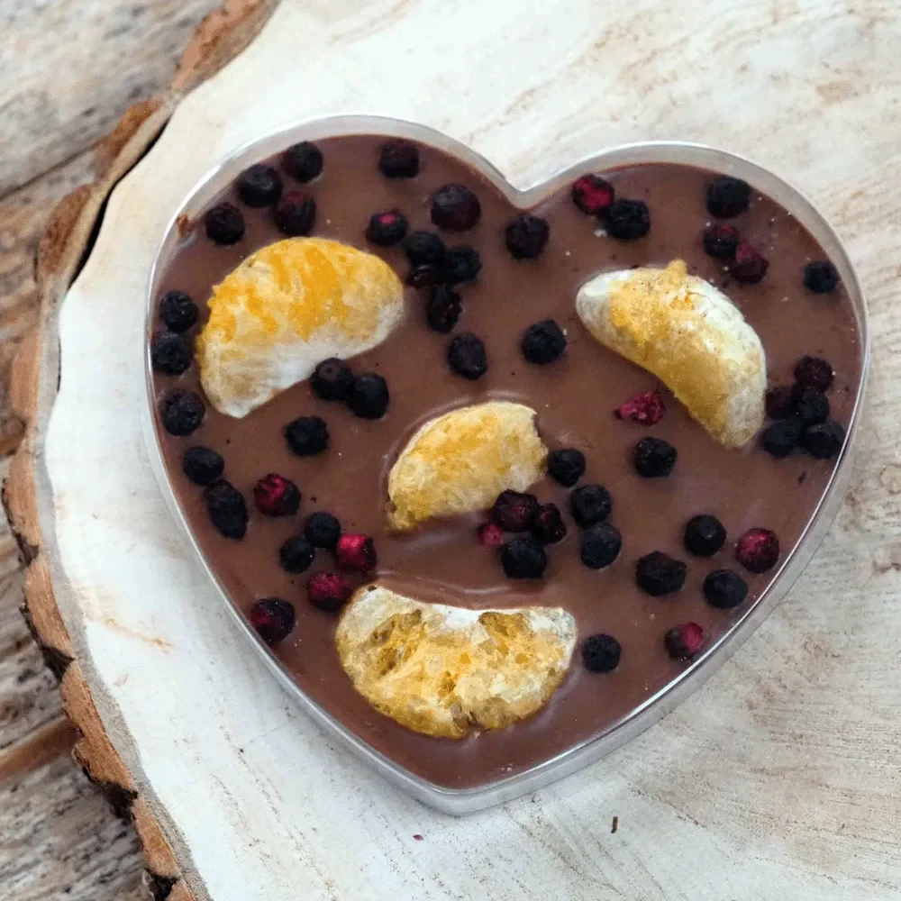 Chocolade Hart met Mandarijn en Blauwe Bes