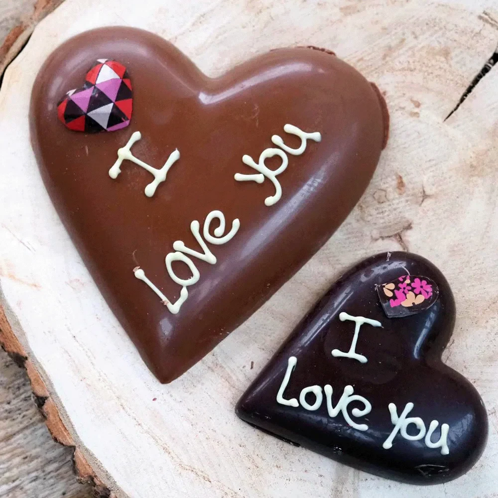 3D Chocolade Hart met Persoonlijke Tekst (I Love You)